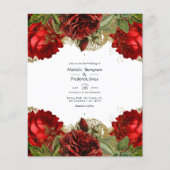 Burgundy Red en Gold  Shabby Rozen Weddenschap Flyer (Voorkant)