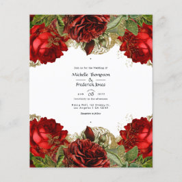 Burgundy Red en Gold  Shabby Rozen Weddenschap Flyer