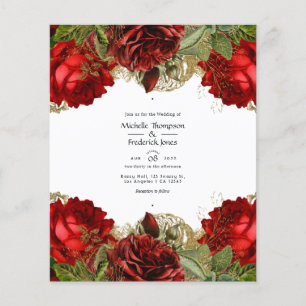 Burgundy Red en Gold  Shabby Rozen Weddenschap Flyer