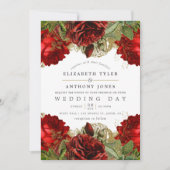 Burgundy Red en Gold  Shabby Rozen Weddenschap Kaart (Voorkant)