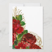 Burgundy Red en Gold  Shabby Rozen Weddenschap Kaart (Achterkant)