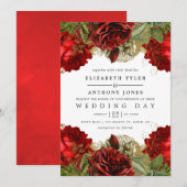 Burgundy Red en Gold  Shabby Rozen Weddenschap Kaart (Voorkant / Achterkant)