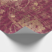 Burgundy Red en Gold Travel Map Cadeaupapier (Hoek)