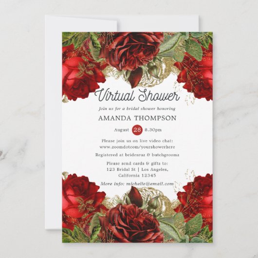 Burgundy Red en Gold  virtueel Vrijgezellenfeest Kaart (Voorkant)