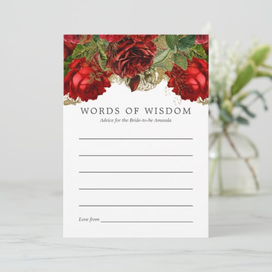 Burgundy Red en Gold  Vrijgezellenfeest Advice Kaart (Staand voorkant)