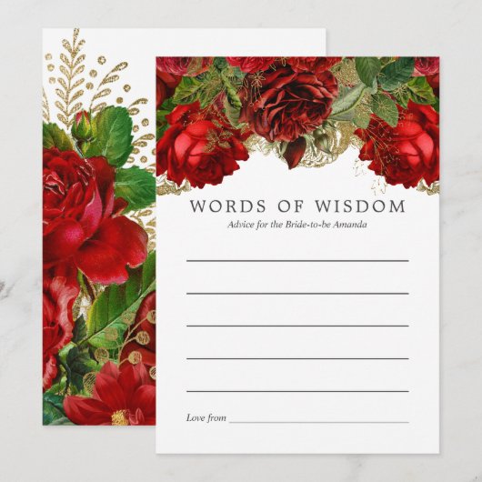 Burgundy Red en Gold  Vrijgezellenfeest Advice Kaart (Voorkant / Achterkant)