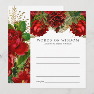 Burgundy Red en Gold  Vrijgezellenfeest Advice Kaart