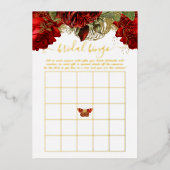 Burgundy Red en Gold  Vrijgezellenfeest Bingo Folie Uitnodiging (Voorkant)