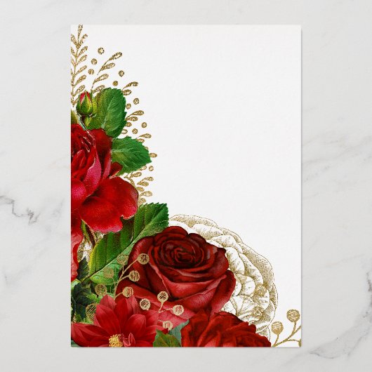 Burgundy Red en Gold  Vrijgezellenfeest Bingo Folie Uitnodiging (Achterkant)