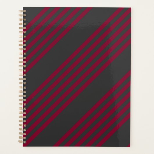 Burgundy red en houtskool met vijf strippen planner (Voorkant)
