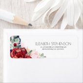 Burgundy Red en Navy Blue Floral Elegant Etiket (Insitu)