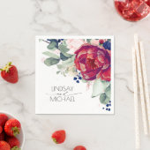 Burgundy Red en Navy Blue Floral Elegant Servet (Insitu)