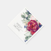 Burgundy Red en Navy Blue Floral Elegant Servet (Hoek)