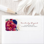 Burgundy Red en Navy Blue Floral Etiket (Insitu)