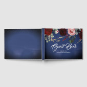 Burgundy Red en Navy Blue Floral Wedding Gastenboek (Volledig)