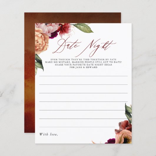 Burgundy Red en Oranje Floral Date Night Idees (Voorkant / Achterkant)