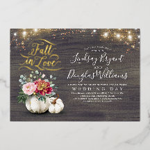 Burgundy Red en Pink Floral Pumpkins Fall Wedding