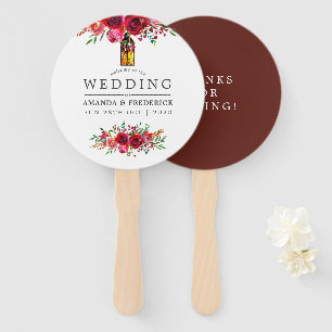 Burgundy Red en Pink Floral Wedding Favor Handwaaier