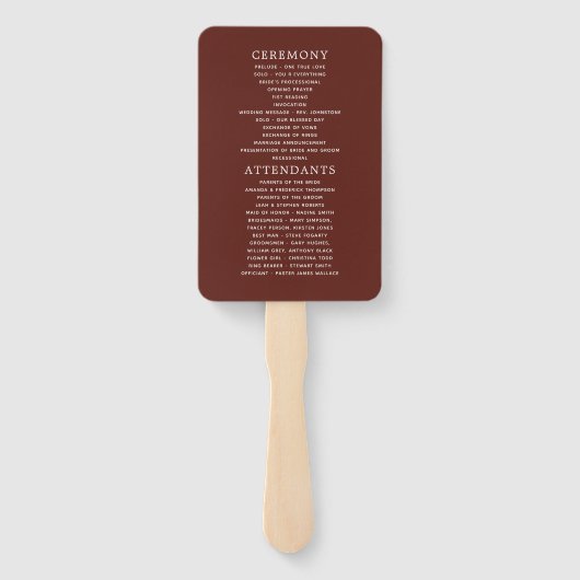 Burgundy Red en Pink Floral Wedding Programme Handwaaier (Achterkant)