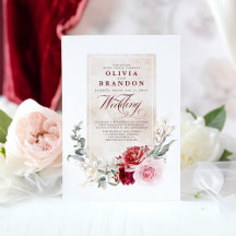 Burgundy Red en roze bloemen legant bruiloft