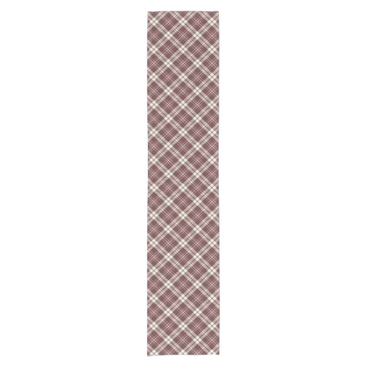 Burgundy Red en Tan Madras Pset Pattern Korte Tafelloper (Voorkant)