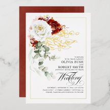 Burgundy Red en White Floral Boho Elegant Wedding