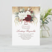 Burgundy Red en White Floral Elegant Baptisme Kaart (Staand voorkant)