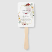 Burgundy Red en White Floral Geometric Wedding Handwaaier (Voorkant)