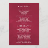 Burgundy Red en White Floral Geometric Wedding Programmakaart (Achterkant)