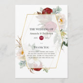 Burgundy Red en White Floral Geometric Wedding Programmakaart (Voorkant)