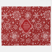 Burgundy Red en White Kerstsnowflakes Fleece Deken (Voorkant (Horizontaal))