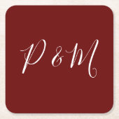 Burgundy Red en White Minimalist Weddenschap Kartonnen Onderzetters (Voorkant)