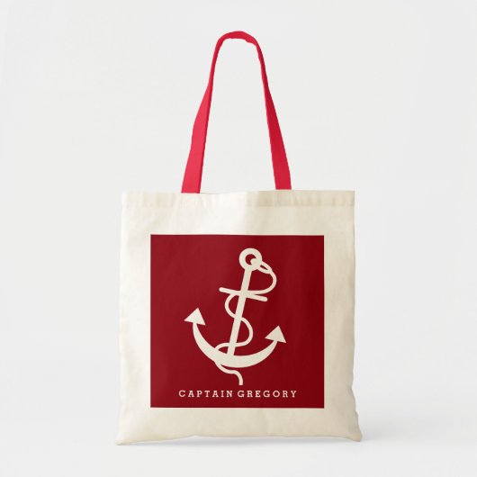 Burgundy Red en White Nautical Anchor 2 Tote Bag (Voorkant)