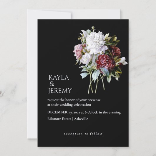 Burgundy Red en White Peonies allemaal in één brui Kaart (Voorkant)