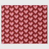 Burgundy Red Flame Hearts Bridal Shower Cadeaupapier (Vlak)