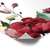 Burgundy Red Floral 10-tafel weddenschappen Poster (Hoek)