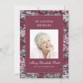 Burgundy Red Floral 3 Photo Funeral Programme (Voorkant)