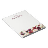 Burgundy Red Floral - Aangepaste sociale verhalen Notitieblok (Schuin)