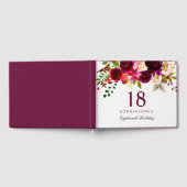 Burgundy Red Floral Boho 18e verjaardag Gastenboek (Volledig)