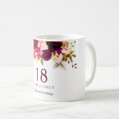 Burgundy Red Floral Boho 18th Birthday Gift Koffiemok (Voorkant rechts)