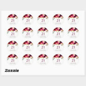 Burgundy Red Floral Boho 21e verjaardag Ronde Sticker (Vel)