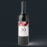 Burgundy Red Floral Boho 30th Birthday Party Wijn Etiket<br><div class="desc">Burgundy Red Floral Boho 30th Birthday Party Wine Label Bekijk onze winkel voor overeenkomende uitnodigingen en andere partijbenodigdheden voor alle verjaardagen.</div>