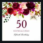 Burgundy Red Floral Boho 50th Birthday Party Poster<br><div class="desc">Burgundy Red Floral Boho 50th Birthday Party Poster Zie passend collectie in Niche en Nest Store</div>