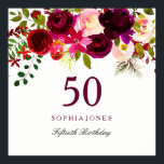 Burgundy Red Floral Boho 50th Birthday Party Poster<br><div class="desc">Burgundy Red Floral Boho 50th Birthday Party Poster Zie passend collectie in Niche en Nest Store</div>