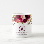 Burgundy Red Floral Boho 60th Birthday Gift Koffiemok<br><div class="desc">Burgundy Red Floral Boho 60th Birthday Gift Geweldig cadeauidee of object om je speciale dag te herinneren</div>
