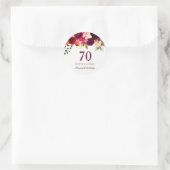 Burgundy Red Floral Boho 70th Birthday Party Ronde Sticker (Tas)