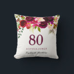 Burgundy Red Floral Boho 80th Birthday Gift Kussen<br><div class="desc">Burgundy Red Floral Boho 80th Birthday Gift Bekijk onze winkel voor een passende uitnodiging en meer cadeaus</div>