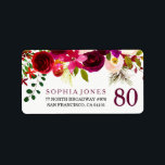 Burgundy Red Floral Boho 80th Birthday Party Etiket<br><div class="desc">Burgundy Red Floral Boho 80th Birthday Party Return Address Labels Wedding Invitation Matching collectie in Niche and Nest store. Boho chic burgundy red white waterverf floral Beauful hand schilderde waterverf illustratie</div>