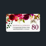 Burgundy Red Floral Boho 80th Birthday Party Etiket<br><div class="desc">Burgundy Red Floral Boho 80th Birthday Party Return Address Labels Wedding Invitation Matching collectie in Niche and Nest store. Boho chic burgundy red white waterverf floral Beauful hand schilderde waterverf illustratie</div>