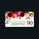 Burgundy Red Floral Boho 90th Birthday Party Etiket<br><div class="desc">Burgundy Red Floral Boho 90th Birthday Party Return Address Labels Wedding Invitation Matching collectie in Niche and Nest store. Boho chic burgundy red white waterverf floral Beauful hand schilderde waterverf illustratie</div>